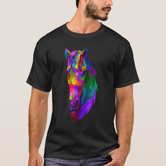 Färgrik Häst Grafik 5 T Shirt (Framsida)