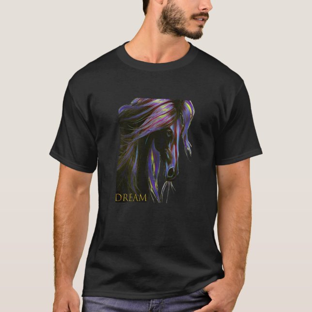 Färgrik häst med hästar t shirt (Framsida)