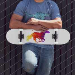 Färgrik häst mini skateboard bräda 18,5 cm
