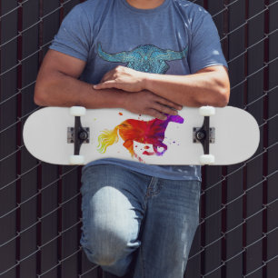 Färgrik häst mini skateboard bräda 18,5 cm