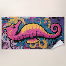 Färgrik havshäst Pop Art-stänkillustration