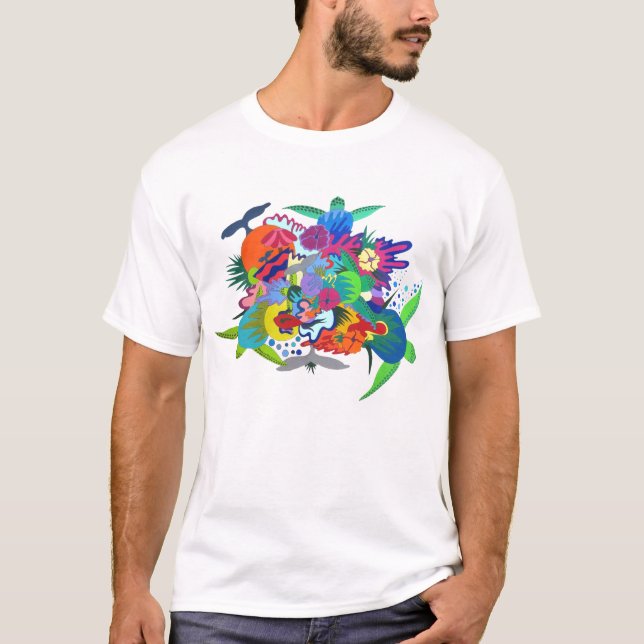 Färgrik hawaiansk T-tröjadesign Tee (Framsida)