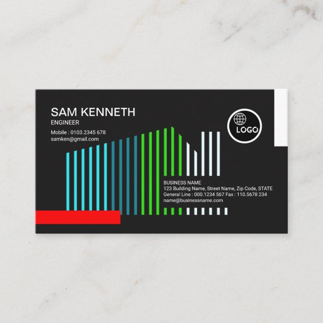 Färgrik hem- strukturell linjeringenjör visitkort (Framsida)