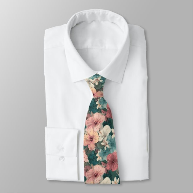 Färgrik Herrmode Tropiskt Blommöster Slips (Bunden)