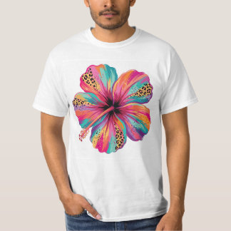Färgrik Hibiskus Blomma Tropisk PNG T Shirt