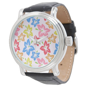 Färgrik Hibiskus, Blommönster Armbandsur