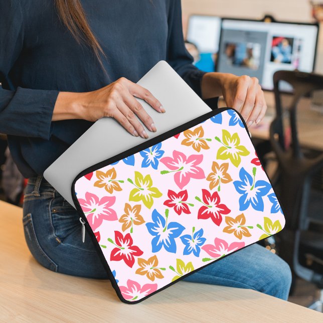 Färgrik Hibiskus, Mönster Av Blommor Laptop Fodral (Skapare uppladdad)