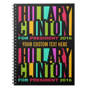 Färgrik Hillary Clinton anteckningsbok 2016 Med Spiral