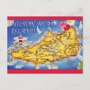 Färgrik Hilton Head SC Karta Vykort