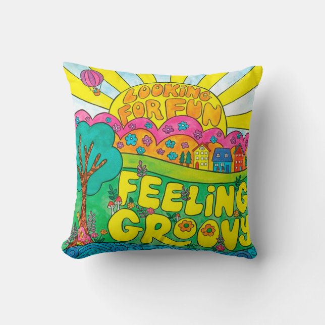 Färgrik Hippie Design Kudde (Framsida)
