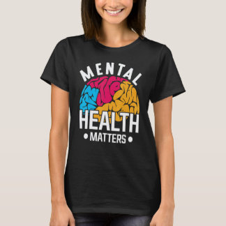 Färgrik hjärna medvetenhet om psykisk hälsa t shirt