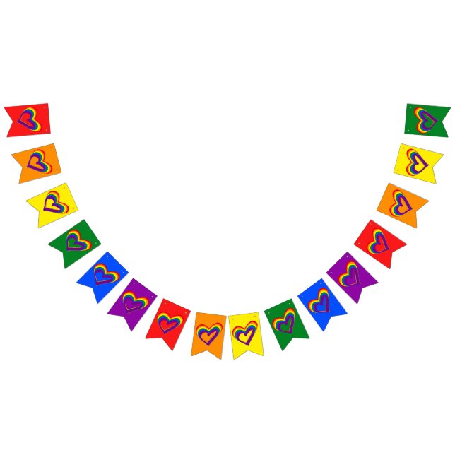 Färgrik hjärta för regnbåge för LGBT-gay Vimplar (Alla)