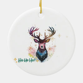 Färgrik hjort - Ho Ho Ho Julgransprydnad Keramik