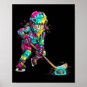 Färgrik Hockey Glass Iskryssande Spelare (1)  Poster