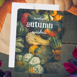 Färgrik höst squash och pumpor julkort