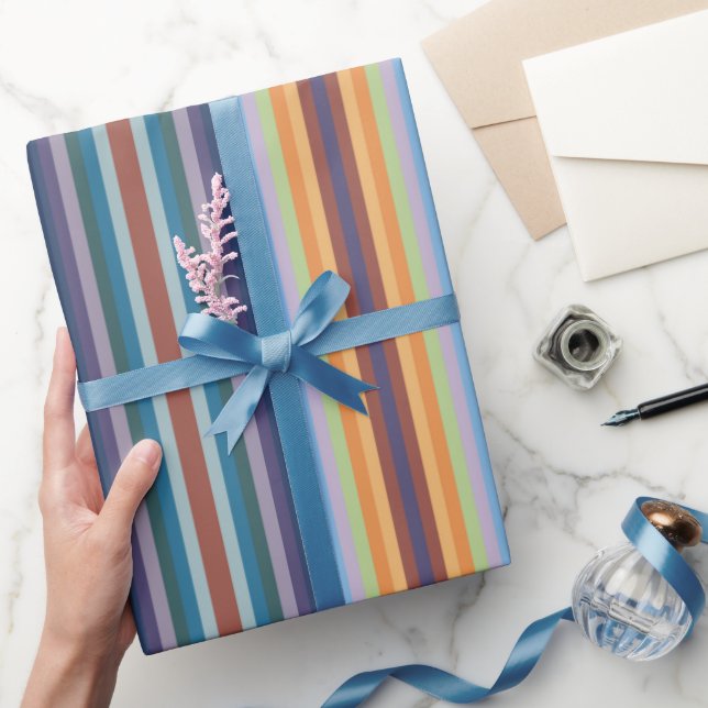 Färgrik höst vinter färgade randiga mönster presentpapper (Gifting)
