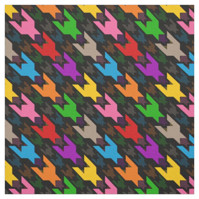 Färgrik Houndstooth-mönster Svart  Tyg (Provkarta)