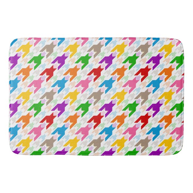 Färgrik Houndstooth-mönster Vit  Badrumsmatta (Framsidan)