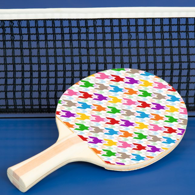 Färgrik Houndstooth-mönster Vit  Pingisracket (Insitu)