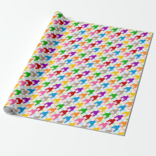 Färgrik Houndstooth-mönster Vit Presentpapper