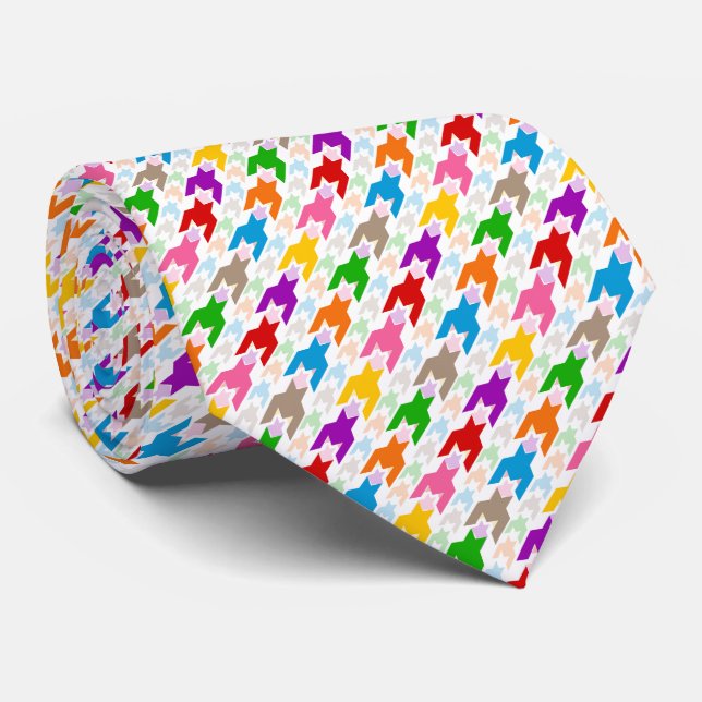 Färgrik Houndstooth-mönster Vit  Slips (Rullad)