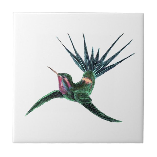 Färgrik Hummingbird Kakelplatta (Framsidan)