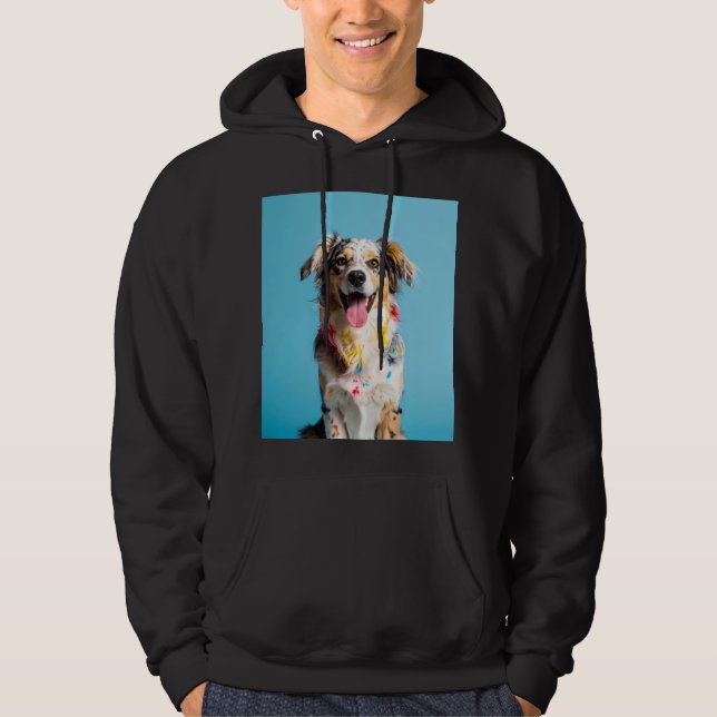 Färgrik Hund Hoodie (Framsida)