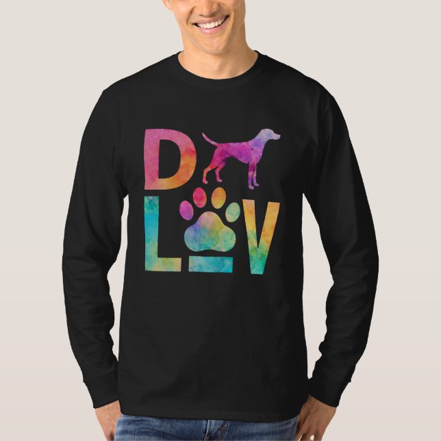 Färgrik Hund Kärlek Tass Vattenkonst T Shirt (Framsida)