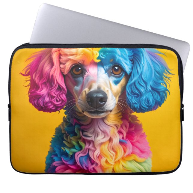Färgrik Hund Laptop Fodral (Framsidan)