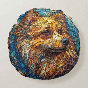 Färgrik hund mosaikporträtt rund kudde