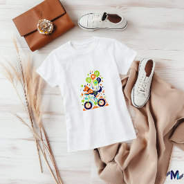 Färgrik Hund på Cykel Konst Design T Shirt