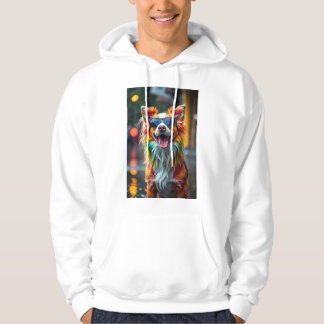 Färgrik Hund Pop Art Stänk Hoodie