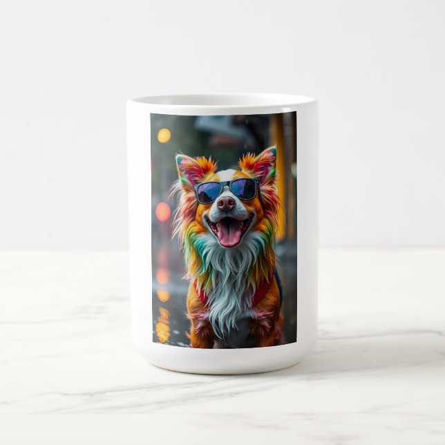 Färgrik hund Pop Art-stänk Kaffemugg (Center)