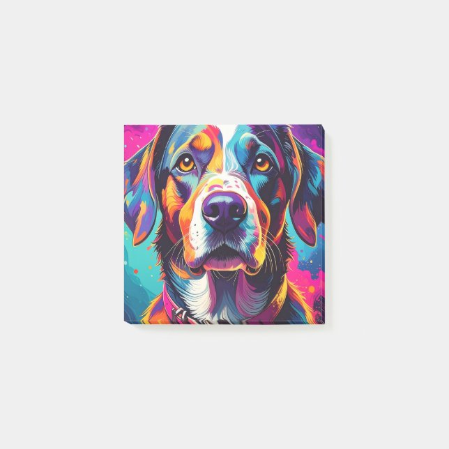 färgrik hund post-it block (Framsida)