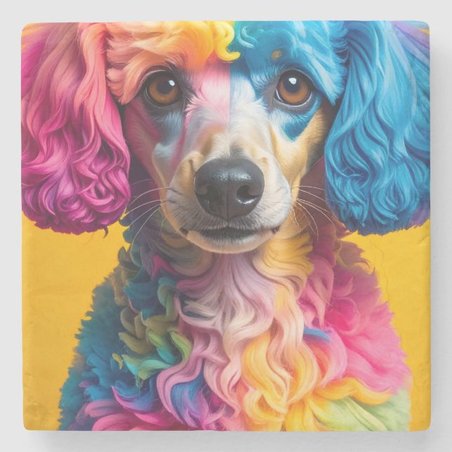 Färgrik Hund Stenunderlägg (Framsidan)