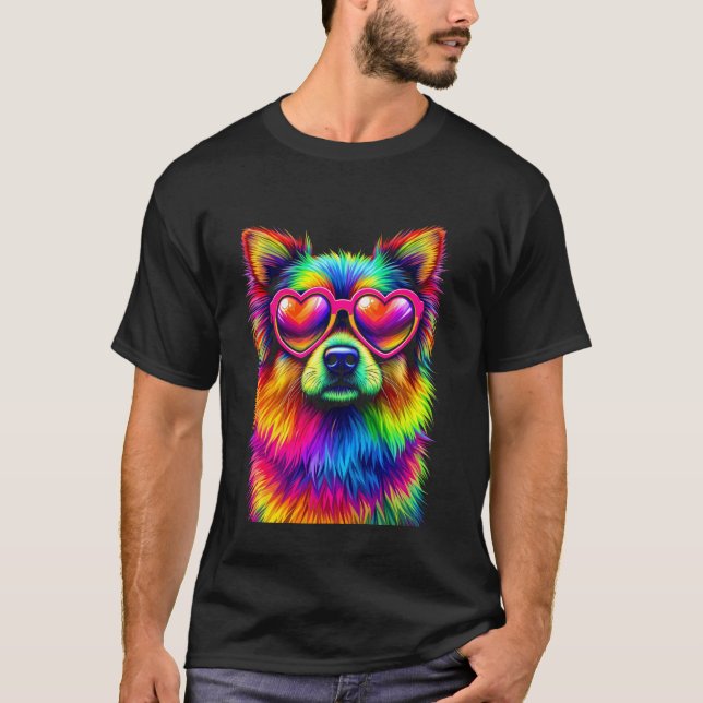 Färgrik Hund T Shirt (Framsida)