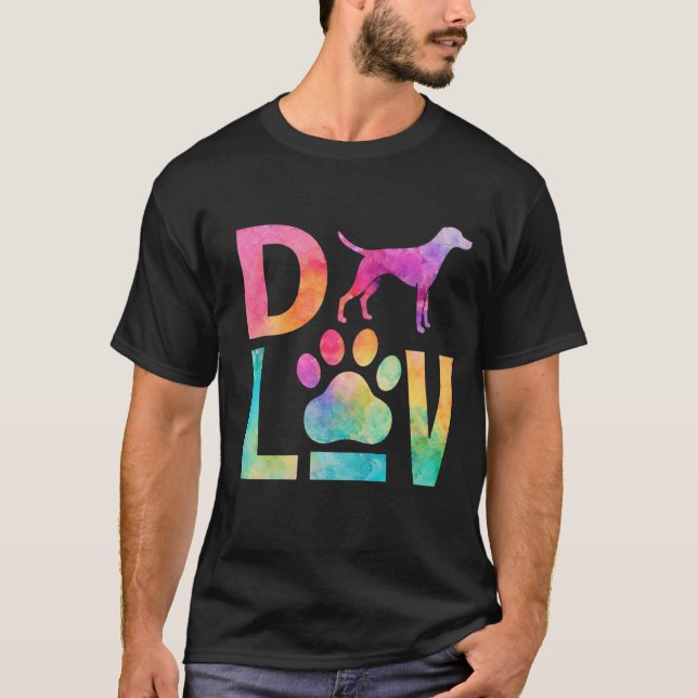 Färgrik hundkärlek Tass Vattenkonst T Shirt (Framsida)