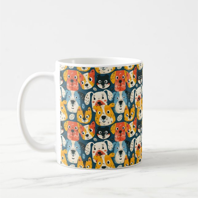 Färgrik hundmönster kaffemugg (Vänster)