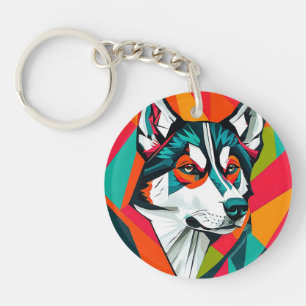 Färgrik husky hund