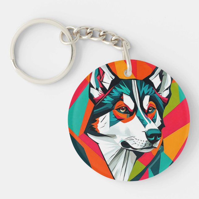 Färgrik husky hund (Framsidan)