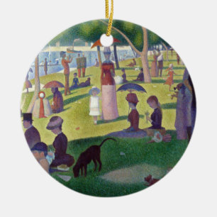 Färgrik Iconic Georges Seurat La stora Jatte Julgransprydnad Keramik