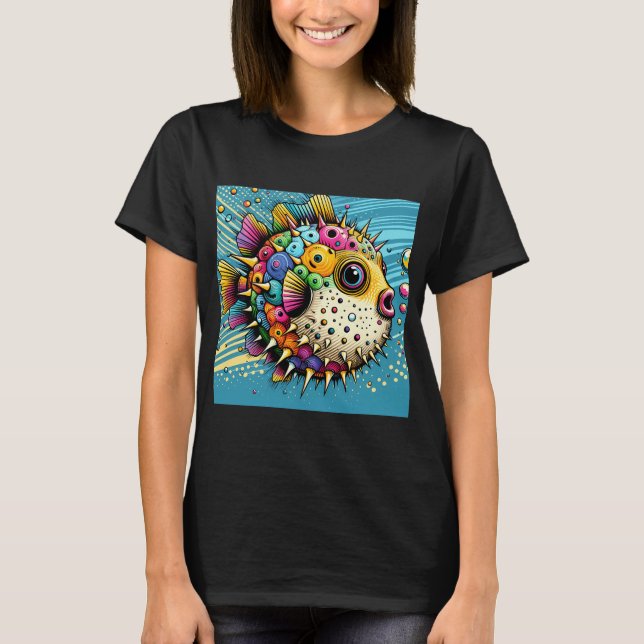 färgrik igelkott fisk t shirt (Framsida)