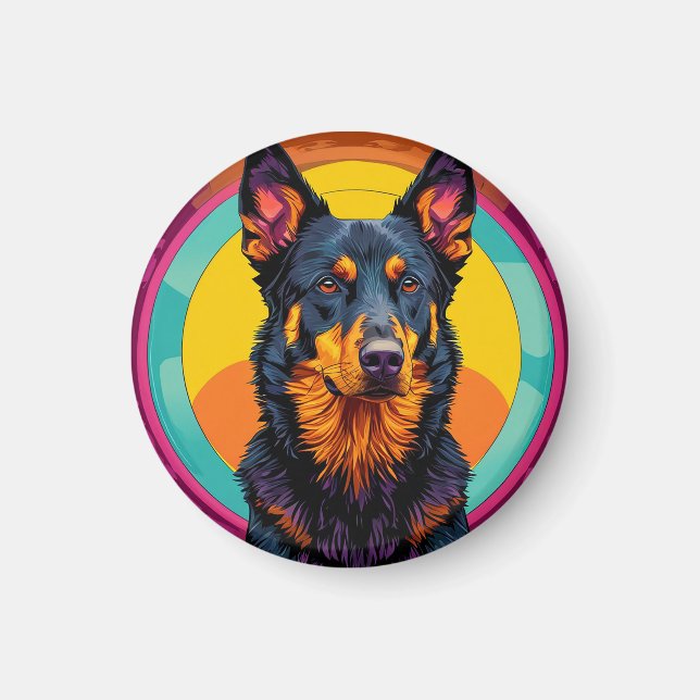 Färgrik illustration av Beauceron-hund Magnet (Framsidan)
