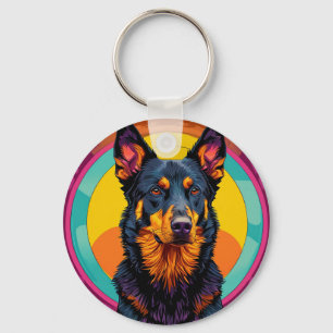 Färgrik illustration av Beauceron hund Nyckelring