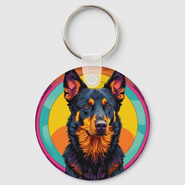 Färgrik illustration av Beauceron hund Nyckelring (Framsida)