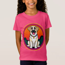 Färgrik illustration av en leende hund t shirt