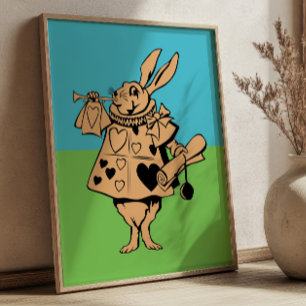 Färgrik illustration av kanin i underlandet i vint poster