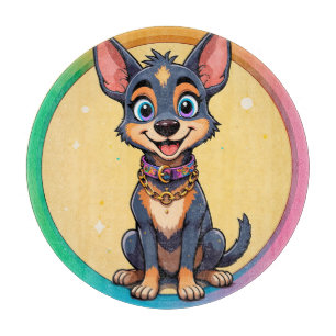 Färgrik illustration av lycklig hund som sitter