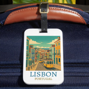 Färgrik illustration av resan till Lissabon Portug Bagagebricka