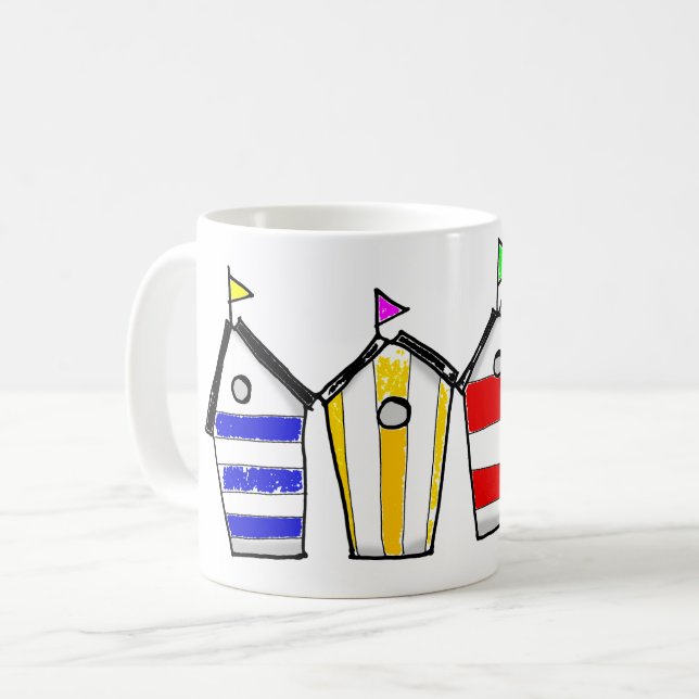 Färgrik Illustration av Strandstuga Kaffemugg (Framsida vänster)